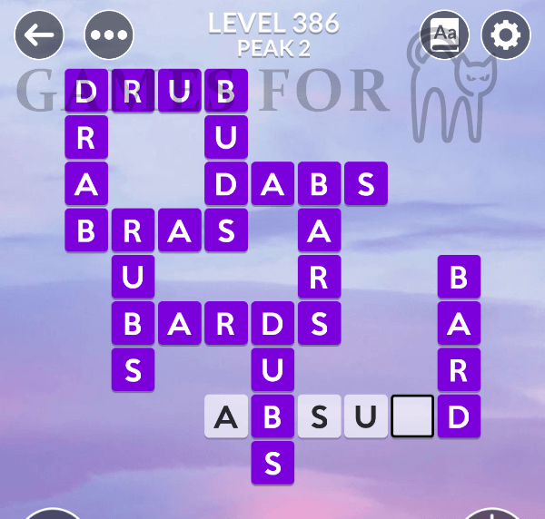 Wordscapes Level 386 Answers ( All modes ) - Games For Cats.